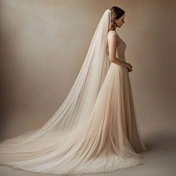 Ursumy Bride Wedding Cathedral Veil Long Drop Veils Simple Soft